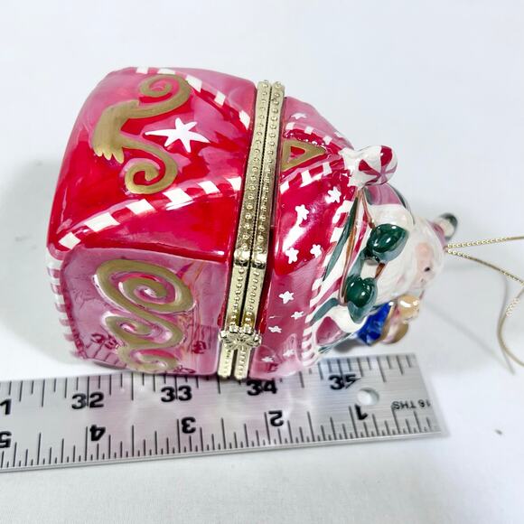 Vintage Mr. Christmas Musical Box Ornament Santa Sleigh Porcelain Hand-Painted - Picture 9 of 10